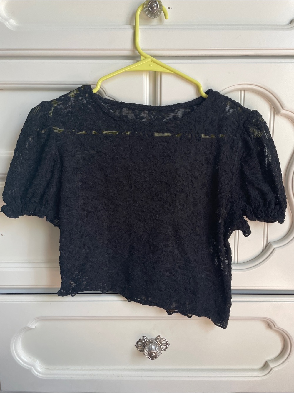 Mesh Black Lace Short Sleeve Crop Top